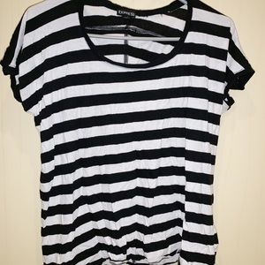 Black & White Striped Express Short Sleeve T Shirt